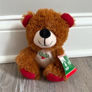 Plush Brown Teddy Bear with Red Accents